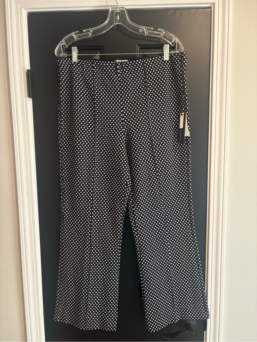 Anthropologie Black and White Polka Dot Crop Flare Pants.